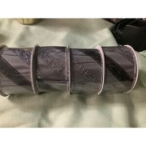 Celebrate It Christmas 4 Rolls Wired Black and Silver Ribbon